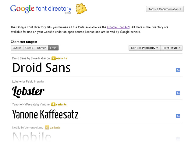 Google Font Directory in eigene Webseite einbinden. Google Font Directory in eigene Webseite einbinden.