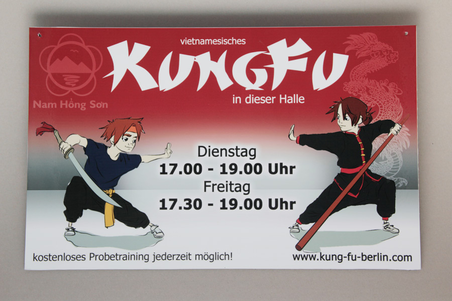 Hallenschild für Kung Fu Schule am S-Bhf Plänterwald Hallenschild für Kung Fu Schule am S-Bhf Plänterwald