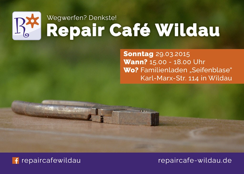Repair Cafe Wildau Flyer vorn Repair Cafe Wildau Flyer vorn